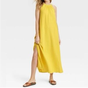 Bright yellow gold Maxi Sun Dress/ beach cover up